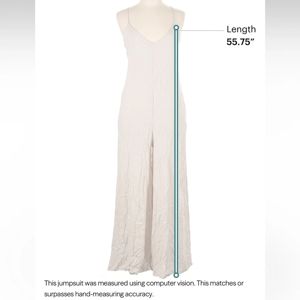 NWT Heatwave Beige Wide-Leg Swim Cover-Up Jumpsuit Size L open back v neck - Picture 6 of 14